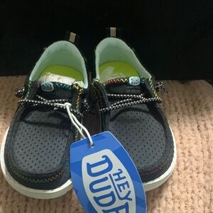 Hey Dude Kids Black Sneakers with Colorful Accents